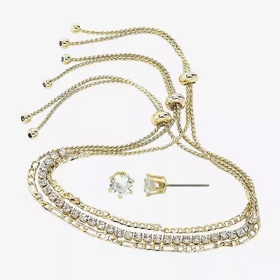 Sparkle Allure Womens Simulated Pearl 14K Gold Over Brass 4-pc. Jewelry Set