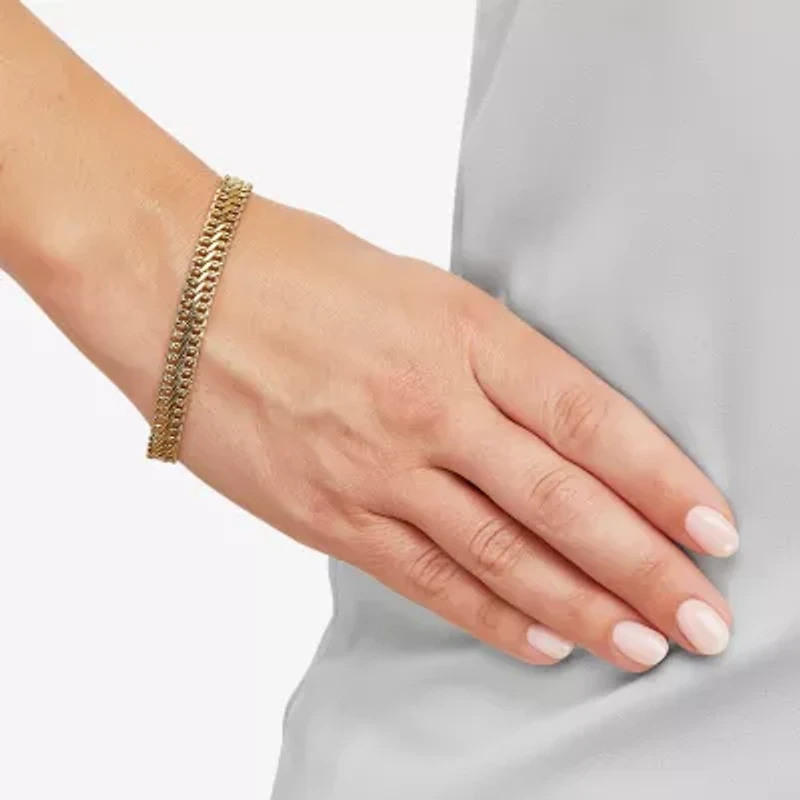 Made in Italy Womens 14K Gold Hollow 7.25 Inch Link Bracelet