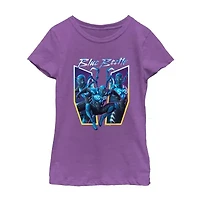 Little & Big Kid Girls Round Neck Short Sleeve Regular Fit Blue Beetle Graphic T-Shirt