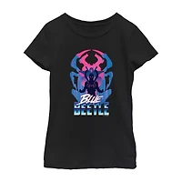 Little & Big Kid Girls Round Neck Short Sleeve Regular Fit Blue Beetle Graphic T-Shirt