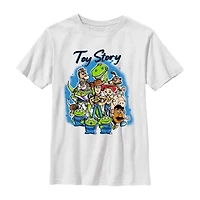 Disney Collection Little & Big Kid Boys Crew Neck Short Sleeve Regular Fit Buzz Lightyear Jessie Rex Graphic T-Shirt