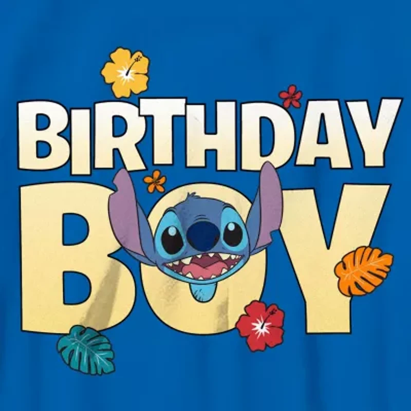 Disney Collection Little & Big Kid Boys Crew Neck Short Sleeve Regular Fit Lilo Stitch Graphic T-Shirt
