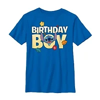 Disney Collection Little & Big Kid Boys Crew Neck Short Sleeve Regular Fit Lilo Stitch Graphic T-Shirt