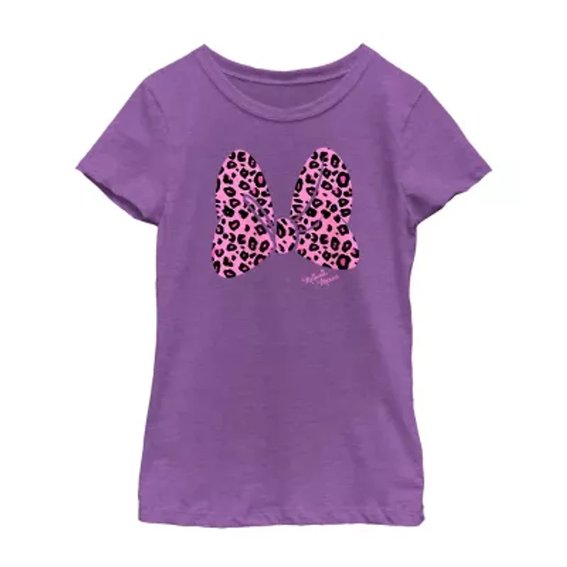 Disney Collection Little & Big Kid Girls Crew Neck Short Sleeve Regular Fit Minnie Mouse Graphic T-Shirt
