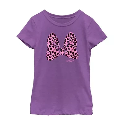 Disney Collection Little & Big Kid Girls Crew Neck Short Sleeve Regular Fit Minnie Mouse Graphic T-Shirt