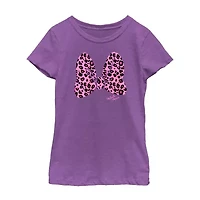 Disney Collection Little & Big Kid Girls Crew Neck Short Sleeve Regular Fit Minnie Mouse Graphic T-Shirt
