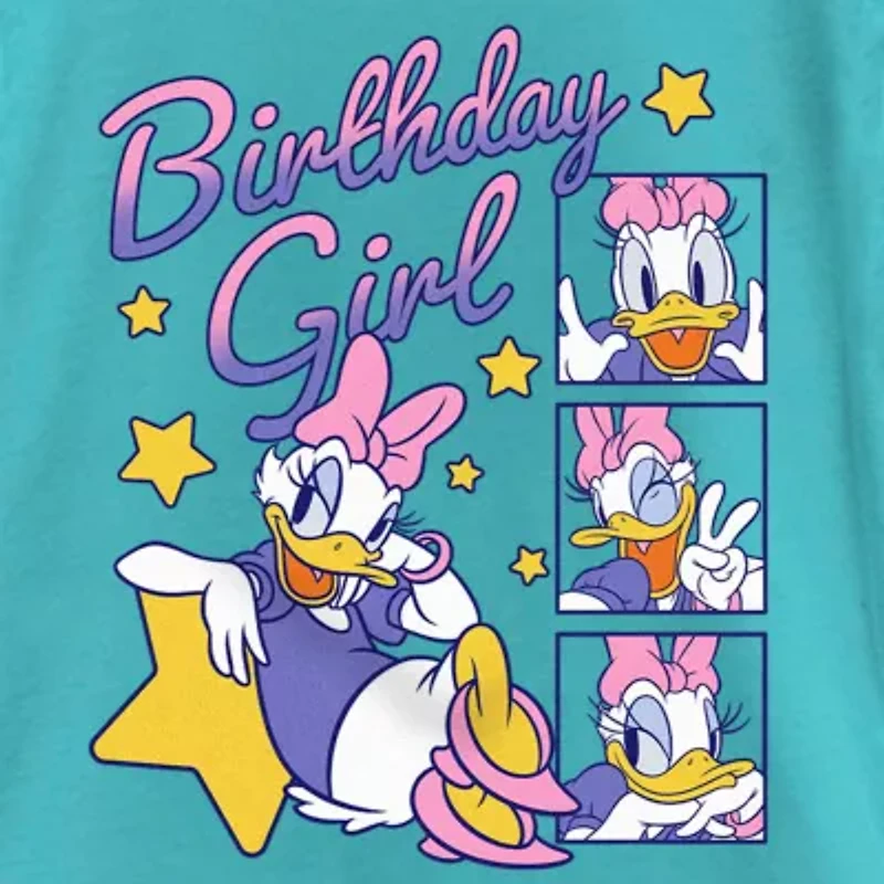 Disney Collection Little & Big Kid Girls Crew Neck Short Sleeve Regular Fit Daisy Duck Graphic T-Shirt