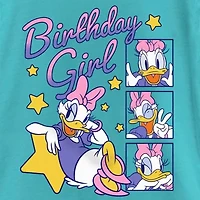 Disney Collection Little & Big Kid Girls Crew Neck Short Sleeve Regular Fit Daisy Duck Graphic T-Shirt