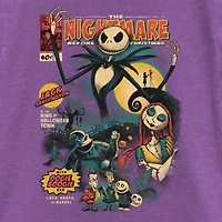Disney Collection Little & Big Kid Girls Crew Neck Short Sleeve Regular Fit Nightmare Before Christmas Graphic T-Shirt