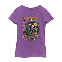 Disney Collection Little & Big Kid Girls Crew Neck Short Sleeve Regular Fit Nightmare Before Christmas Graphic T-Shirt