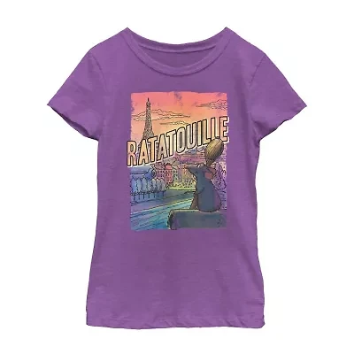 Disney Collection Ratatouille Little & Big Kid Girls Crew Neck Short Sleeve Regular Fit Graphic T-Shirt