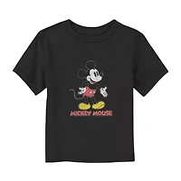Disney Collection Toddler Boys Crew Neck Short Sleeve Regular Fit Mickey Mouse Graphic T-Shirt