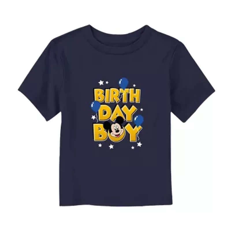 Disney Collection Toddler Boys Crew Neck Short Sleeve Regular Fit Mickey Mouse Graphic T-Shirt