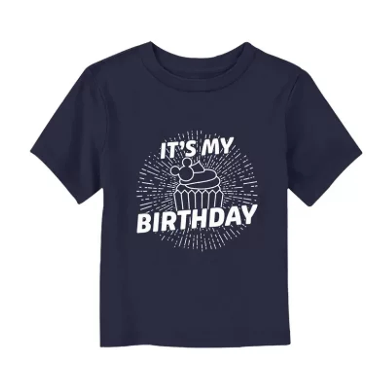 Disney Collection Toddler Boys Crew Neck Short Sleeve Regular Fit Mickey Mouse Graphic T-Shirt