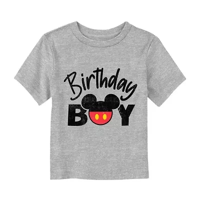 Disney Collection Toddler Boys Crew Neck Short Sleeve Regular Fit Mickey Mouse Graphic T-Shirt