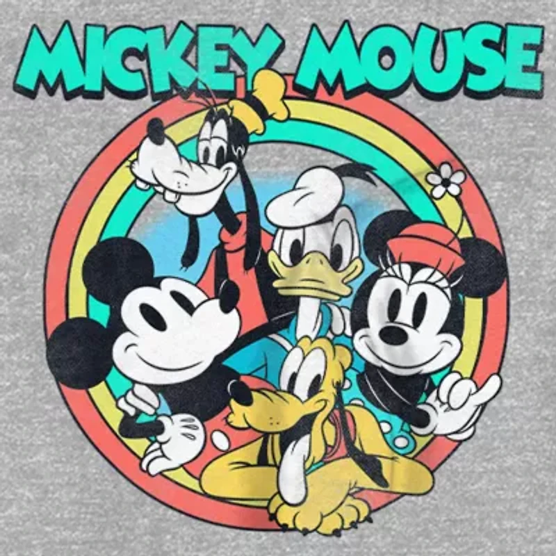 Disney Collection Little & Big Kid Girls Crew Neck Short Sleeve Regular Fit Mickey and Friends Graphic T-Shirt