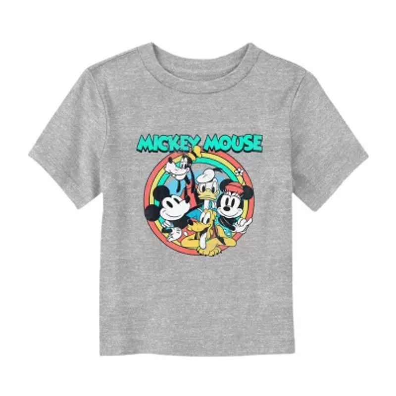 Disney Collection Little & Big Kid Girls Crew Neck Short Sleeve Regular Fit Mickey and Friends Graphic T-Shirt