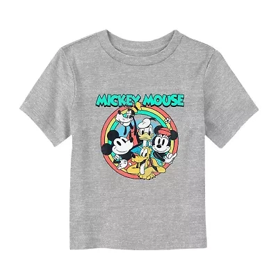 Disney Collection Little & Big Kid Girls Crew Neck Short Sleeve Regular Fit Mickey and Friends Graphic T-Shirt