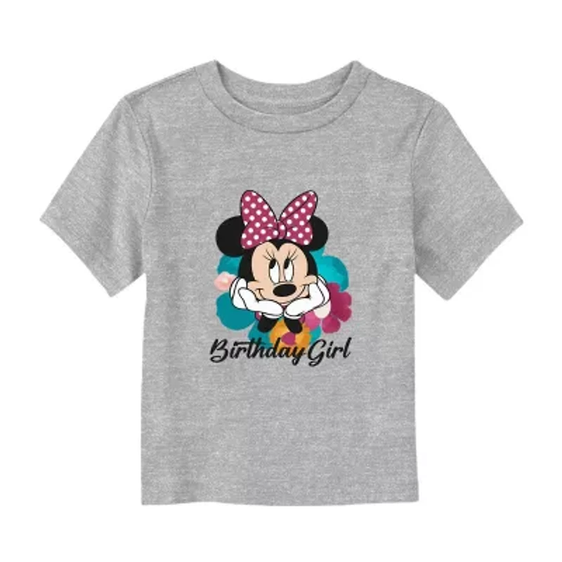 Disney Collection Toddler Girls Crew Neck Short Sleeve Regular Fit Minnie Mouse Graphic T-Shirt
