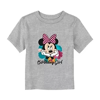 Disney Collection Toddler Girls Crew Neck Short Sleeve Regular Fit Minnie Mouse Graphic T-Shirt