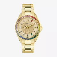 Bulova Classic Crystal Mens Crystal Accent Gold Tone Stainless Steel Bracelet Watch 97a179