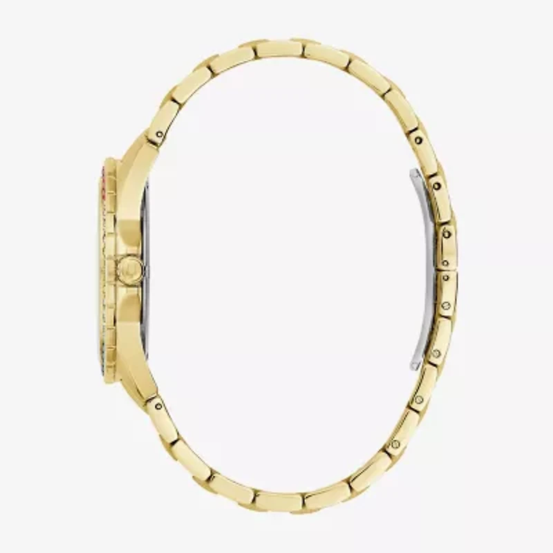 Bulova Classic Crystal Mens Crystal Accent Gold Tone Stainless Steel Bracelet Watch 97a179