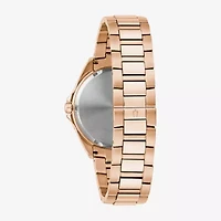 Bulova Classic Crystal Mens Crystal Accent Rose Goldtone Stainless Steel Bracelet Watch 97a180