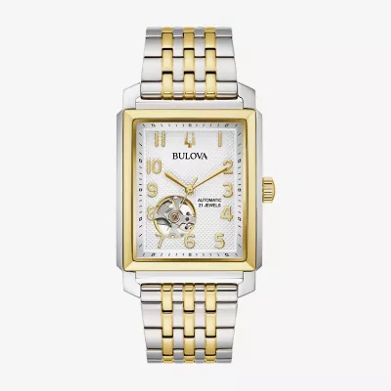 Bulova Classic Sutton Mens Automatic Two Tone Stainless Steel Bracelet Watch 98a308