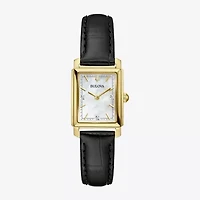 Bulova Classic Sutton Womens Diamond Accent Black Leather Strap Watch 97p166