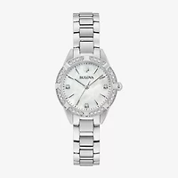 Bulova Classic Sutton Womens Diamond Accent Silver Tone Stainless Steel Bracelet Watch 96r253