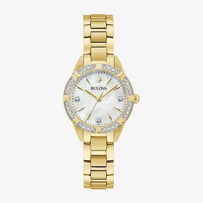 Bulova Classic Sutton Womens Diamond Accent Gold Tone Stainless Steel Bracelet Watch 98r297