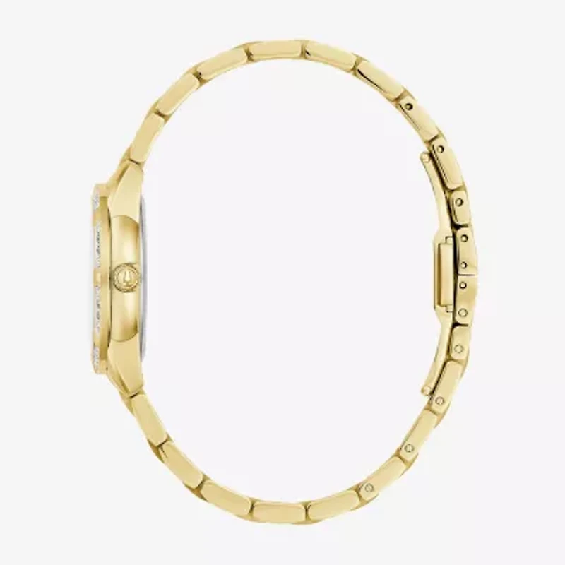Bulova Classic Sutton Womens Diamond Accent Gold Tone Stainless Steel Bracelet Watch 98r297
