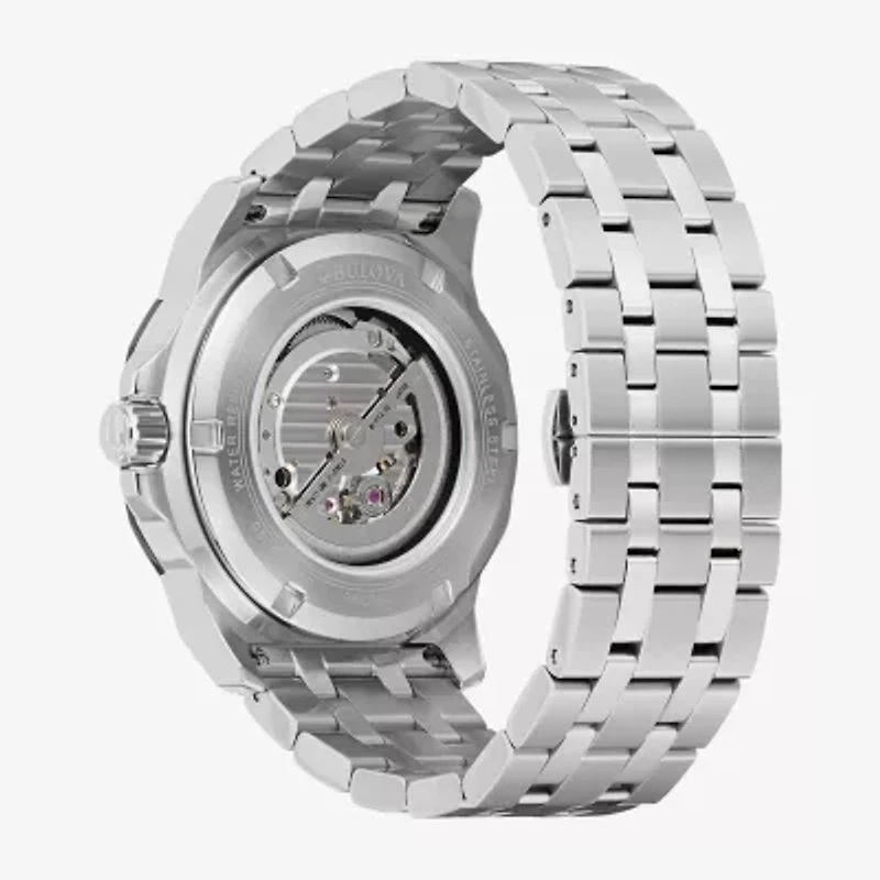 Bulova Modern Marc Anthony Mens Automatic Diamond Accent Silver Tone Stainless Steel Bracelet Watch 98d184