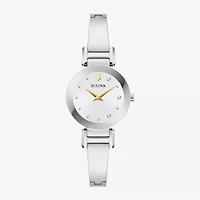 Bulova Modern Marc Anthony Womens Diamond Accent Silver Tone Stainless Steel Bangle Watch 96p241