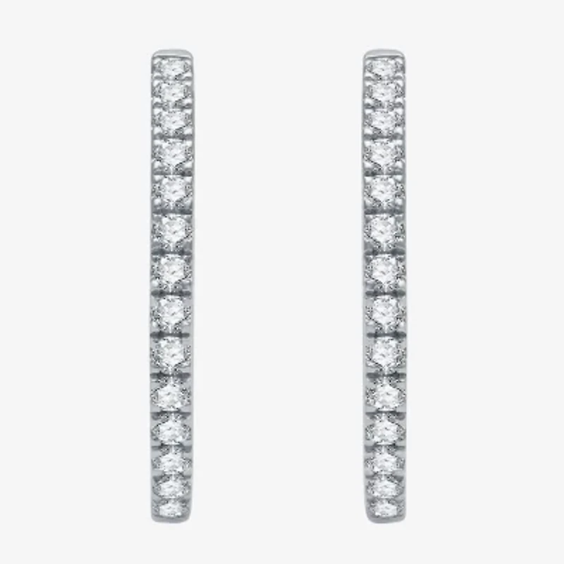 (H-I / I1) 1 CT. T.W. Lab Grown Diamond 10K or 14K White Yellow Gold 23.1mm Hoop Earrings