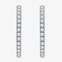 (H-I / I1) 1 CT. T.W. Lab Grown Diamond 10K or 14K White Yellow Gold 23.1mm Hoop Earrings