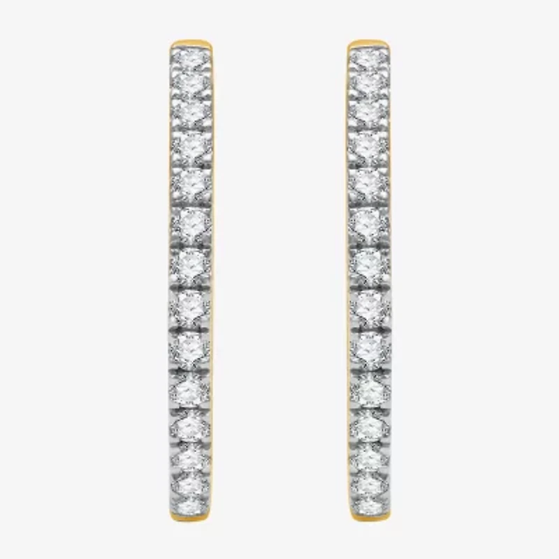 (H-I / I1) 1 CT. T.W. Lab Grown Diamond 10K or 14K White or Yellow Gold 23.1mm Hoop Earrings