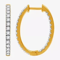 (H-I / I1) 1 CT. T.W. Lab Grown Diamond 10K or 14K White or Yellow Gold 23.1mm Hoop Earrings