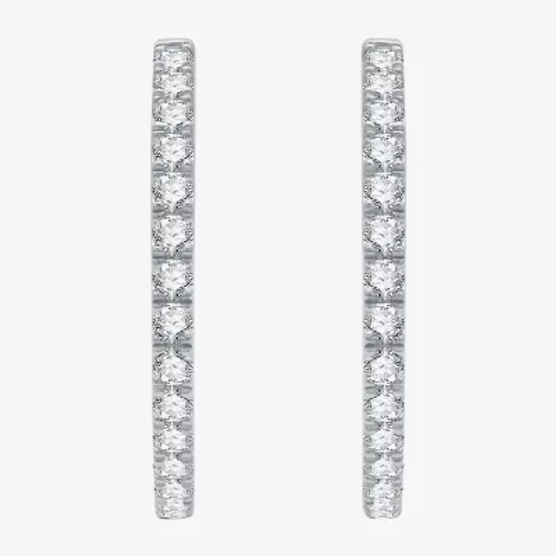 (H-I / I1) 3 CT. T.W. Lab Grown Diamond 10K or 14K White Yellow Gold 30.9mm Hoop Earrings