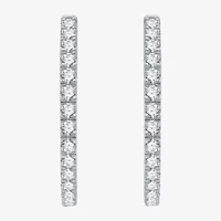 (H-I / I1) 3 CT. T.W. Lab Grown Diamond 10K or 14K White Yellow Gold 30.9mm Hoop Earrings