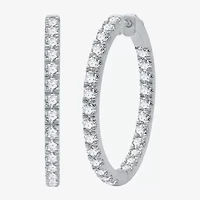 (H-I / I1) 3 CT. T.W. Lab Grown Diamond 10K or 14K White Yellow Gold 30.9mm Hoop Earrings