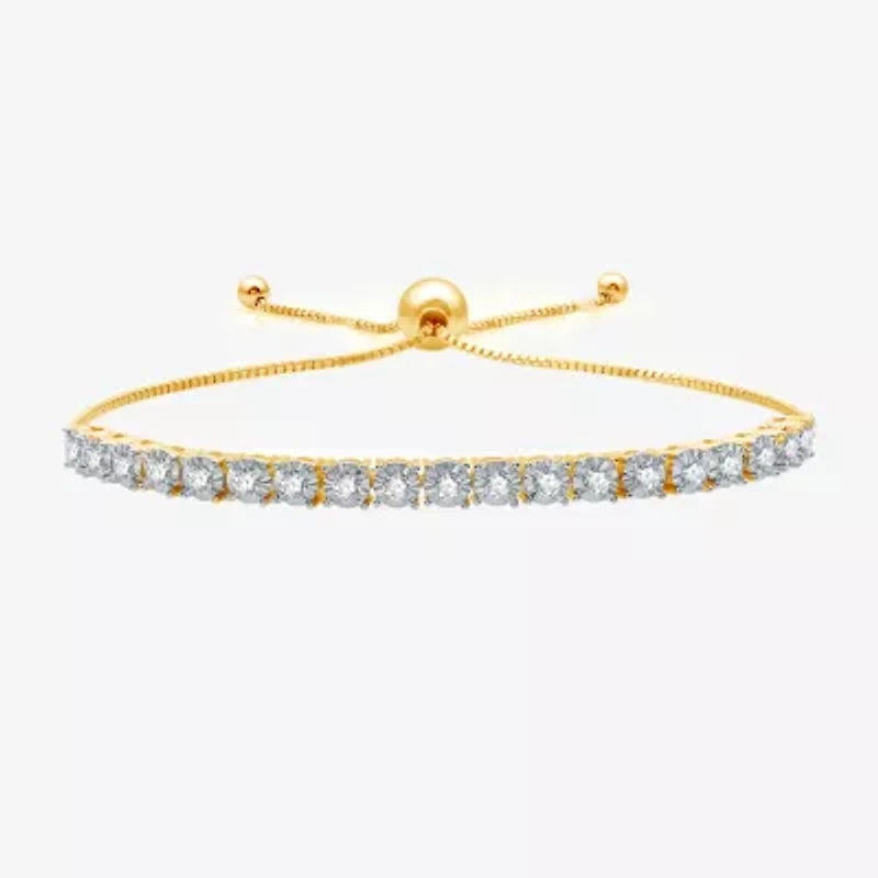 (G/ Si1-Si2) Womens 1 CT. T.W. Lab Grown Diamond 14K Gold Over Silver Sterling Silver Bolo Bracelet
