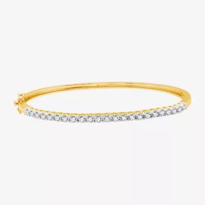 (H-I / I1) Womens 1 CT. T.W. Lab Grown White Diamond 14K Gold Over Silver Sterling Silver Bangle Bracelet