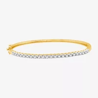 (H-I / I1) Womens 1 CT. T.W. Lab Grown White Diamond 14K Gold Over Silver Sterling Silver Bangle Bracelet