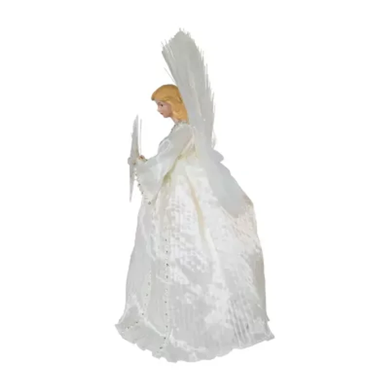 Kurt Adler 16in Ivory/Clear Angel Christmas Tree Topper