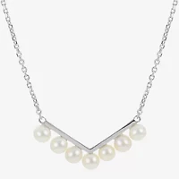 Womens White Sterling Silver 18 Inch Chevron Necklace