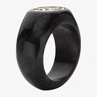 "Fortune" Womens Genuine Black Jade 10K Gold Cocktail Ring