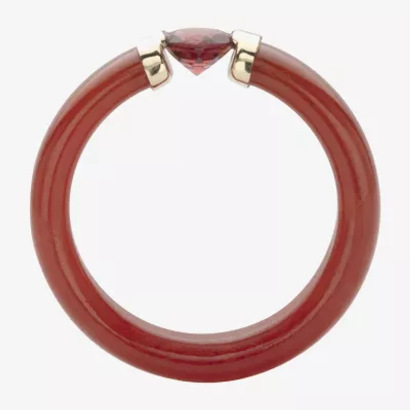 Womens 5MM Genuine Red Jade 10K Gold Band