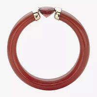 Womens 5MM Genuine Red Jade 10K Gold Band