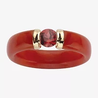 Womens 5MM Genuine Red Jade 10K Gold Band